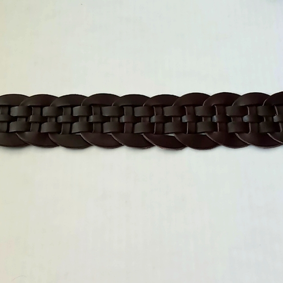 Gap Women's Braided Leather Belt Brown Size Medium Brass Buckle - Picture 3 of 16